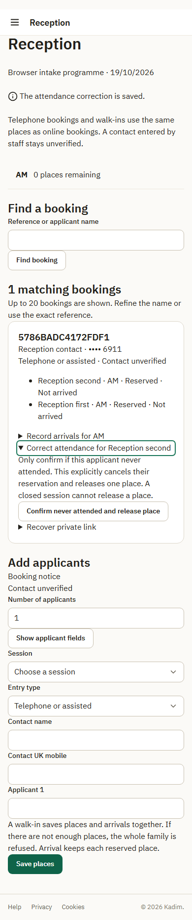 Explicit never-attended release reviewed in reception